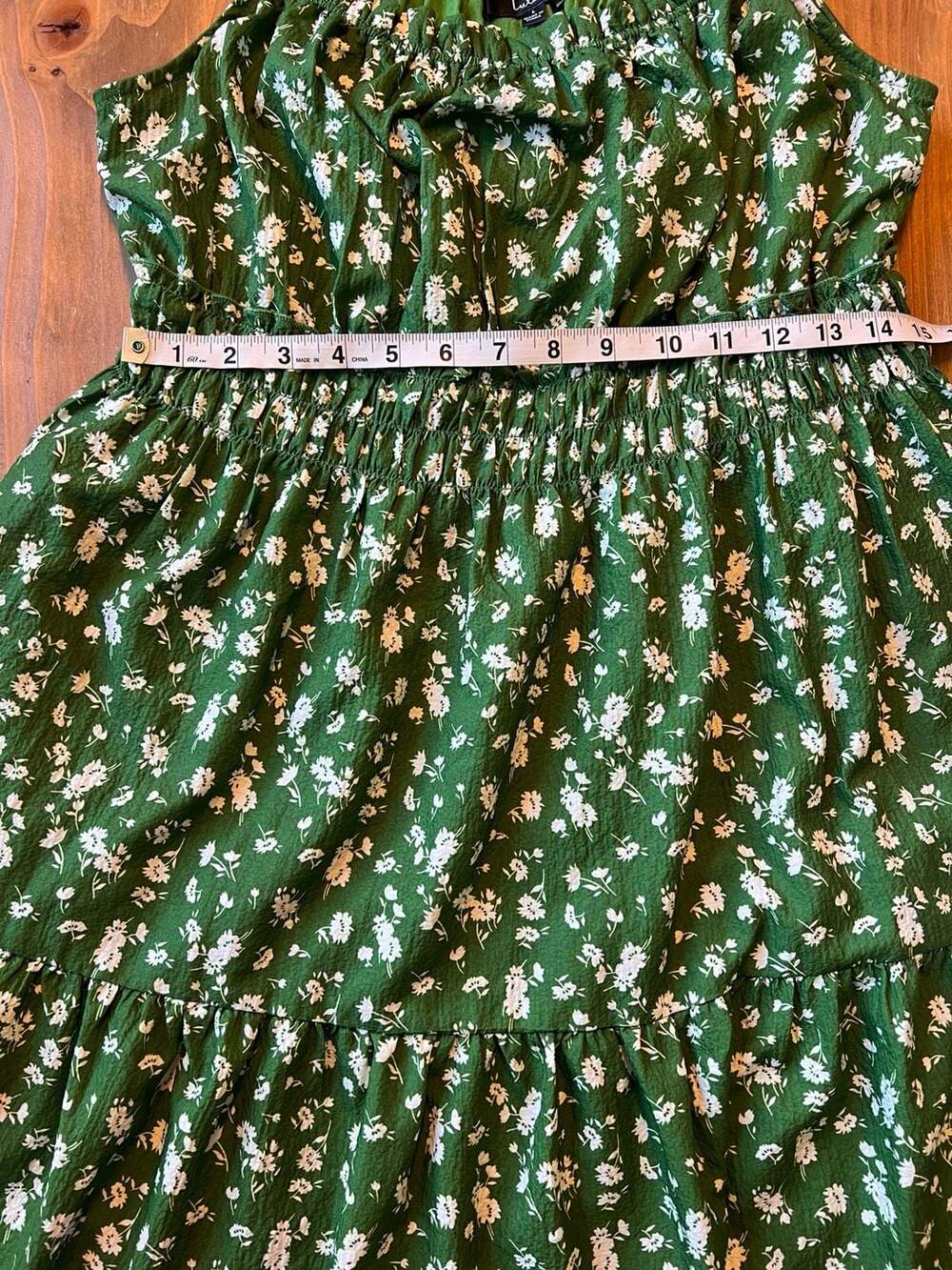 Lulus Tender Thoughts Green Floral Ruffled Tiered Mini Dress Large - Picture 6 of 7